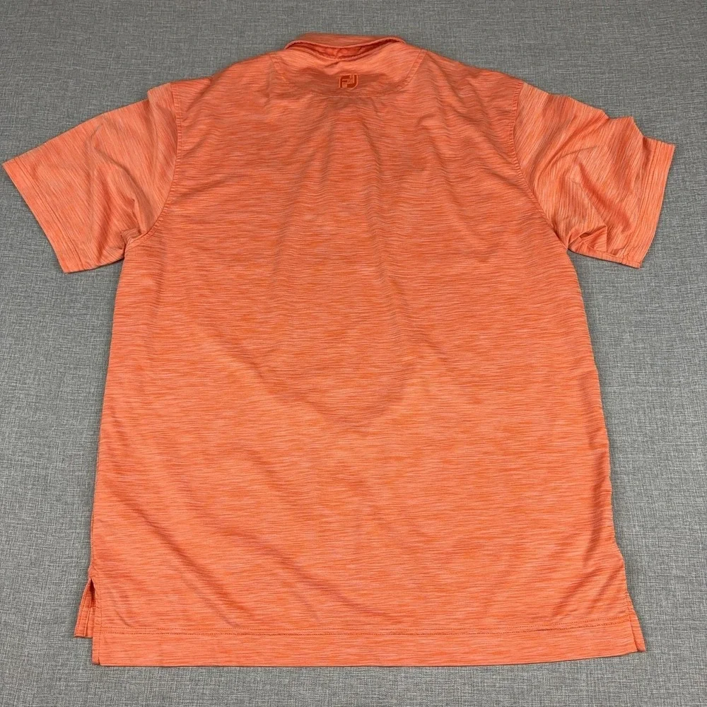 FootJoy Golf Polo Shirt Mens L Orange Stretch Jersey Short Sleeve Performance